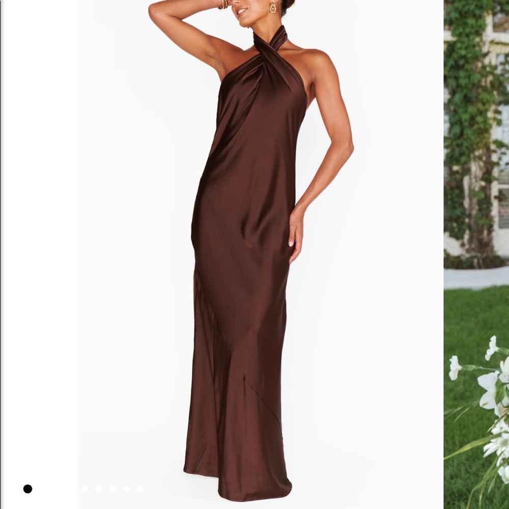 Show Me Your Mumu Jasmine Chocolate Luxe Satin Maxi Dress